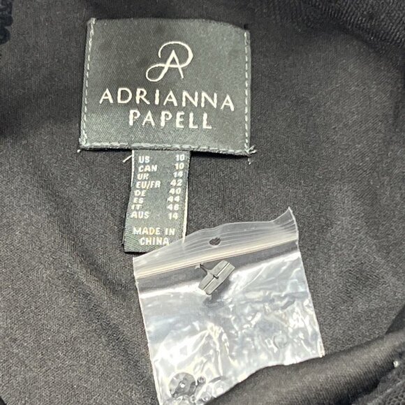 Adrianna Papell Womens 10 Crepe and Point D'esprit Gown Black Embroidered Sheer - Picture 6 of 9